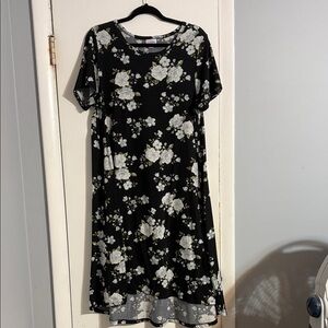 LuLaRoe Black and White Floral Midi Dress